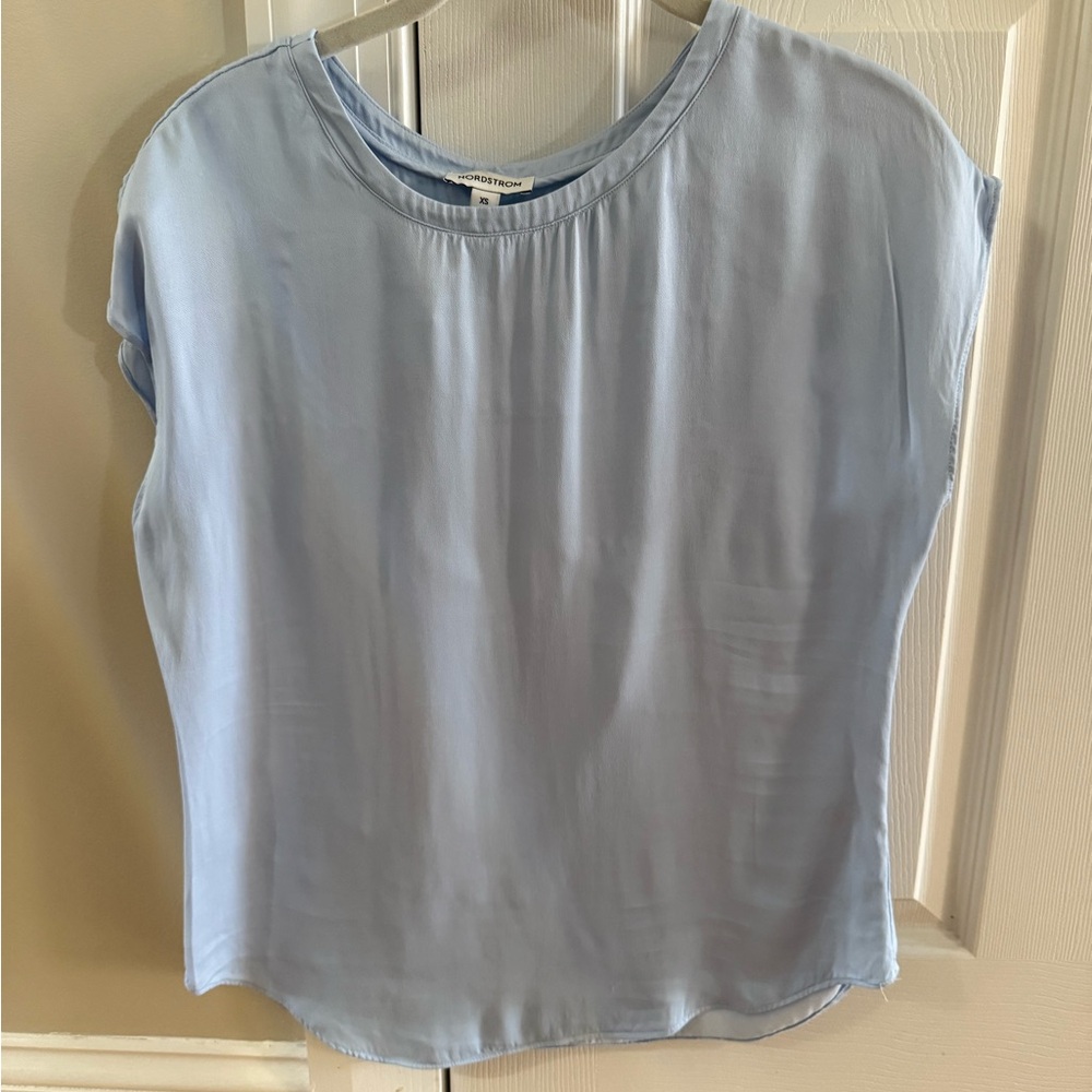 Nordstrom Blue Cap Sleeve Relaxed Blouse
